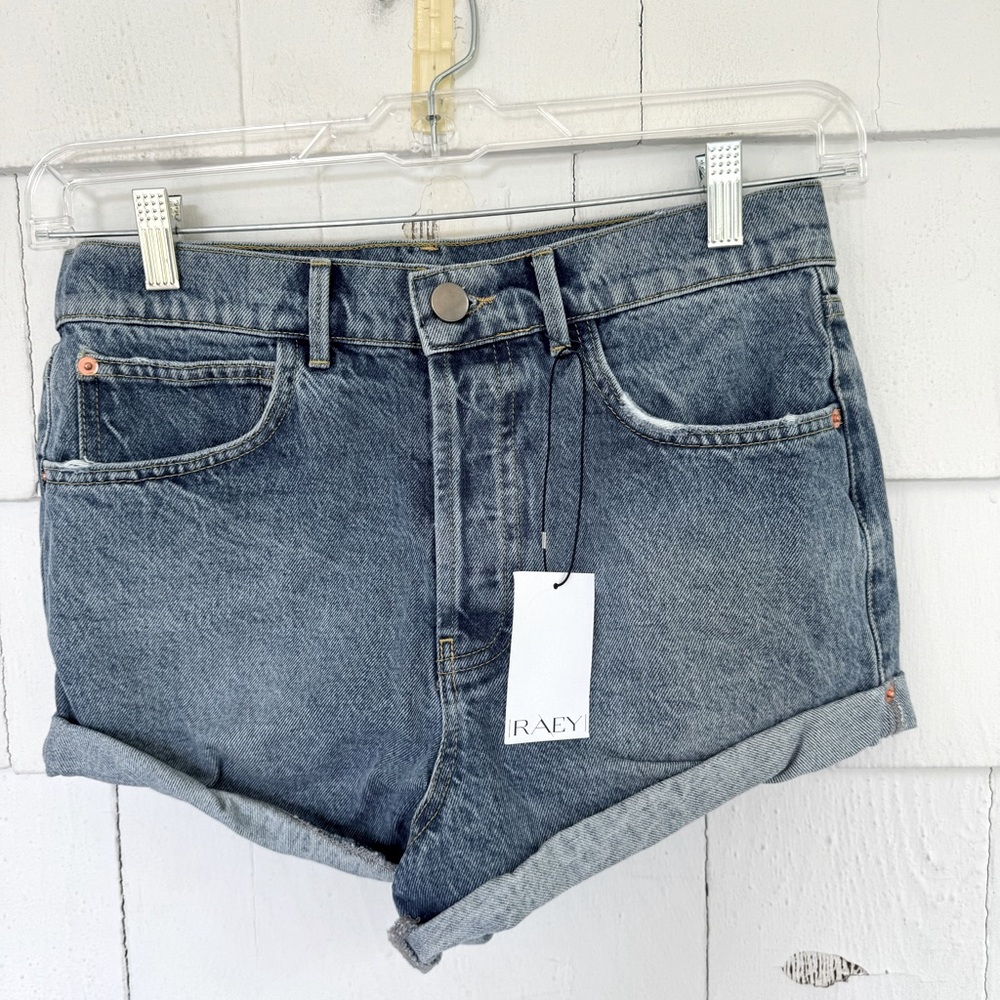 Raey Rivet Cut-Off Denim Shorts size 28 NWT